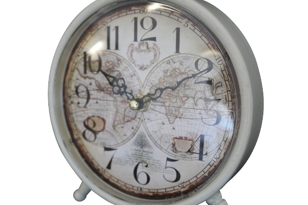 Standuhr Weltkarte, aus Metall