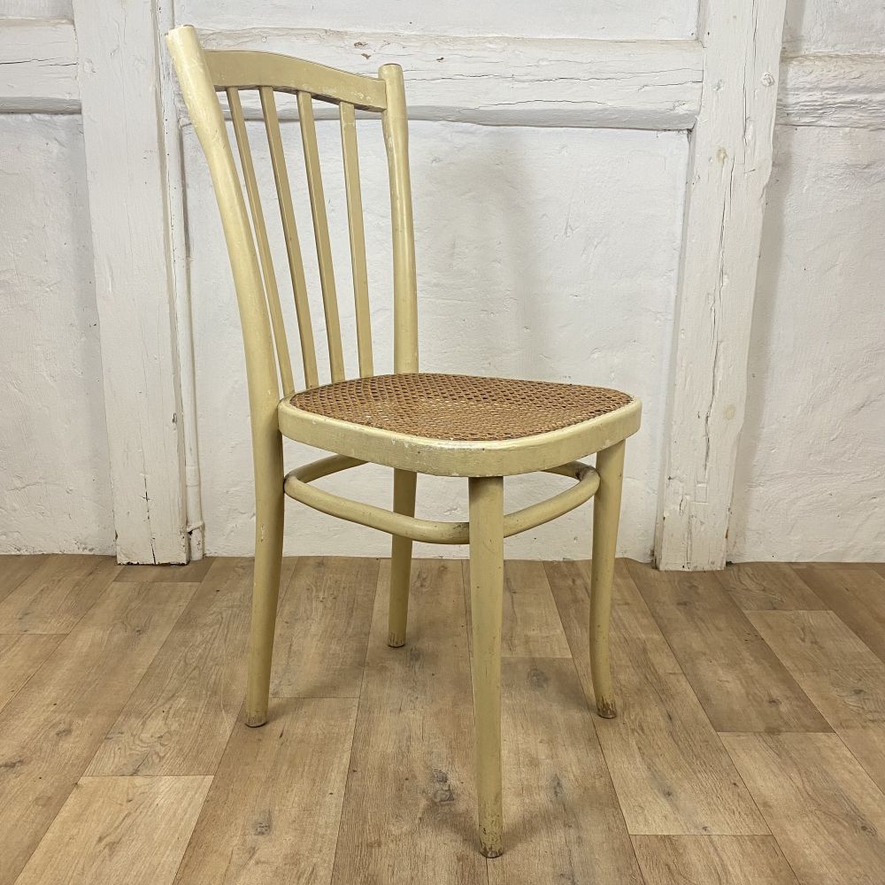 Stuhl mit Geflecht von Thonet / antik / weiss / unrestauriert