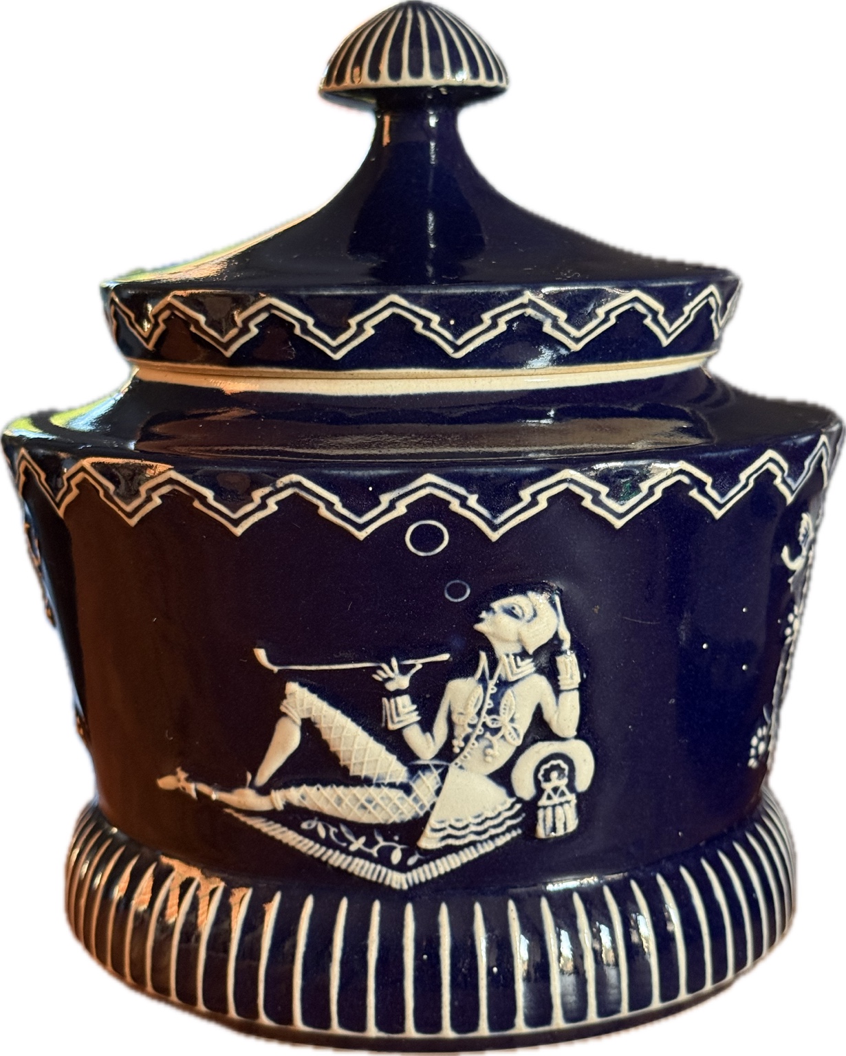 Original Marzi & Remy Tabakdose aus kobaltblauer Keramik – Jugendstil | WUNDERBAAReS.de