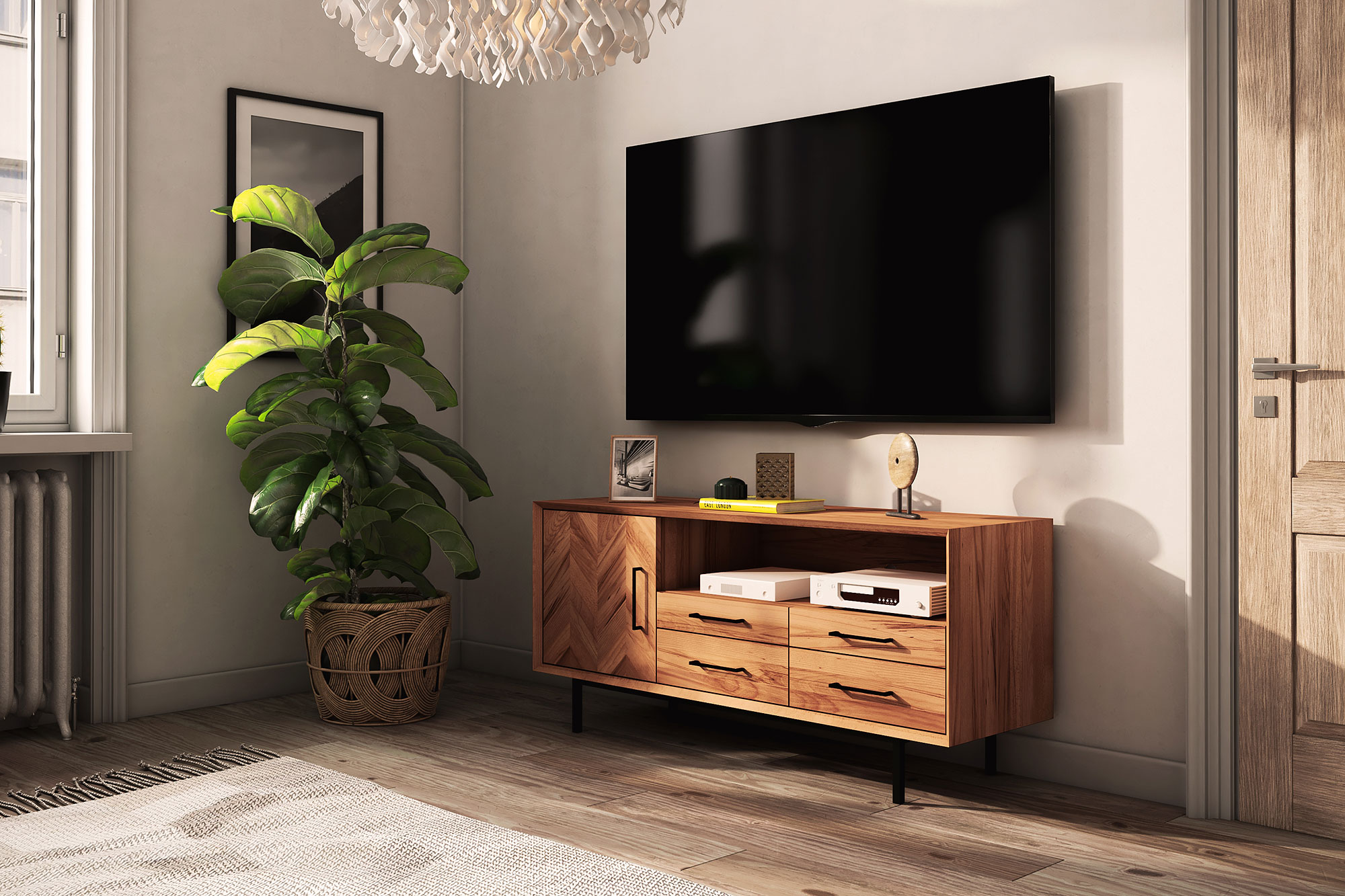 Sideboard 4 Schubladen & Tür & Fach / Abies 2727