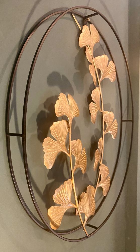 Wanddekoration Wandbild Ginkgoblatt Novey schwarz/gold / Metall