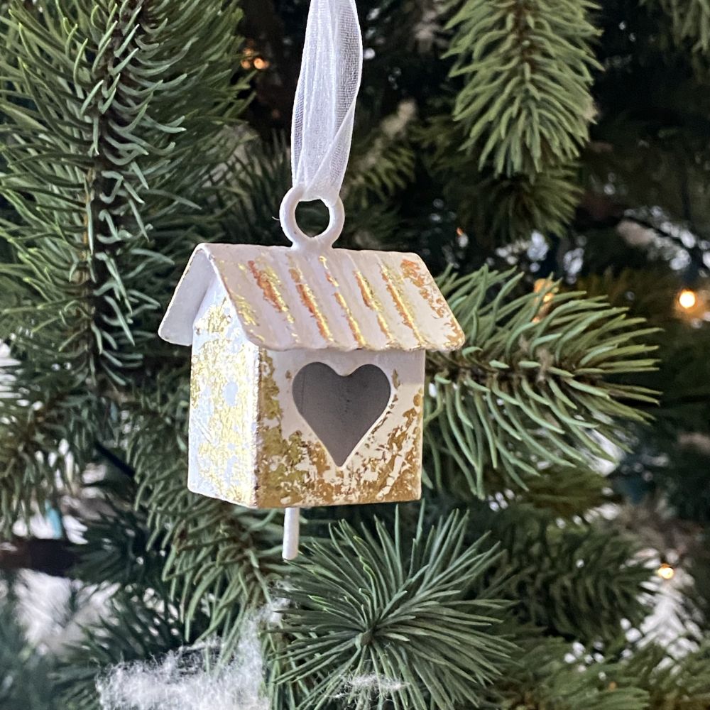 Häuschen / Klocke aus Metall / Weihnachtsbaumschmuck / Handarbeit