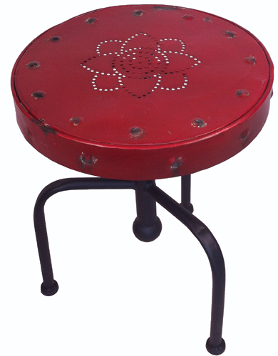 Metallhocker „FRED“ Rot – handgefertigt im Vintage Industrial Style