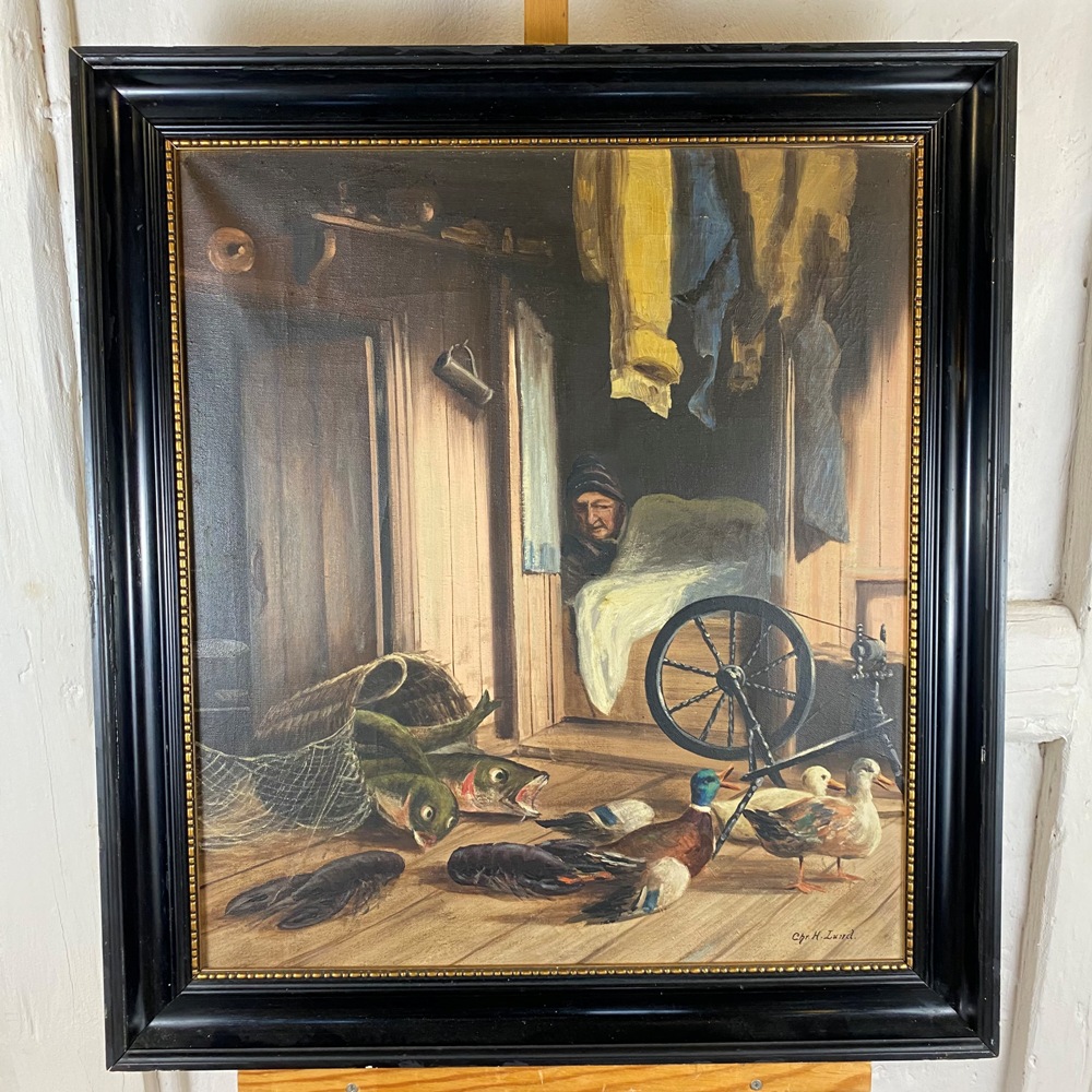 antikes Öl-Gemälde von Chr. H. Lund