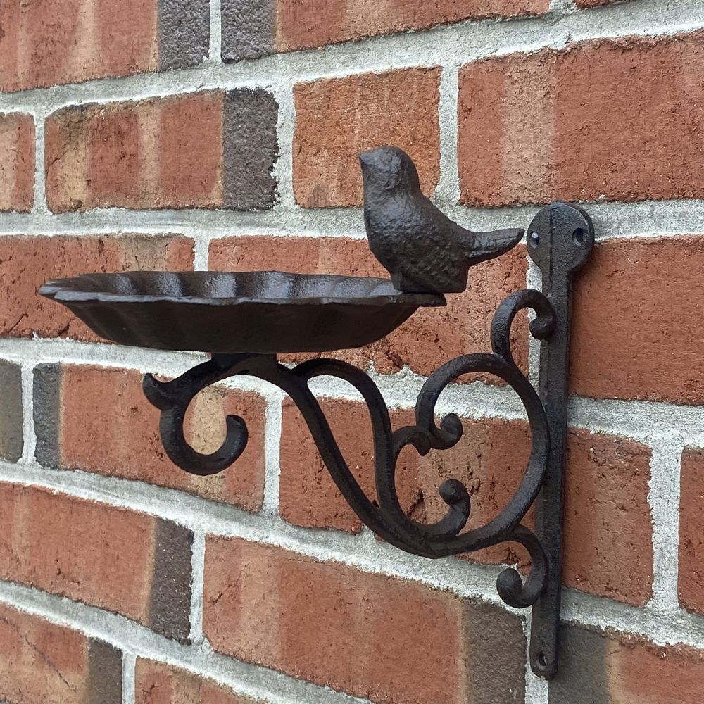 Vogeltränke / Futterstelle aus Gußeisen / für die Wand