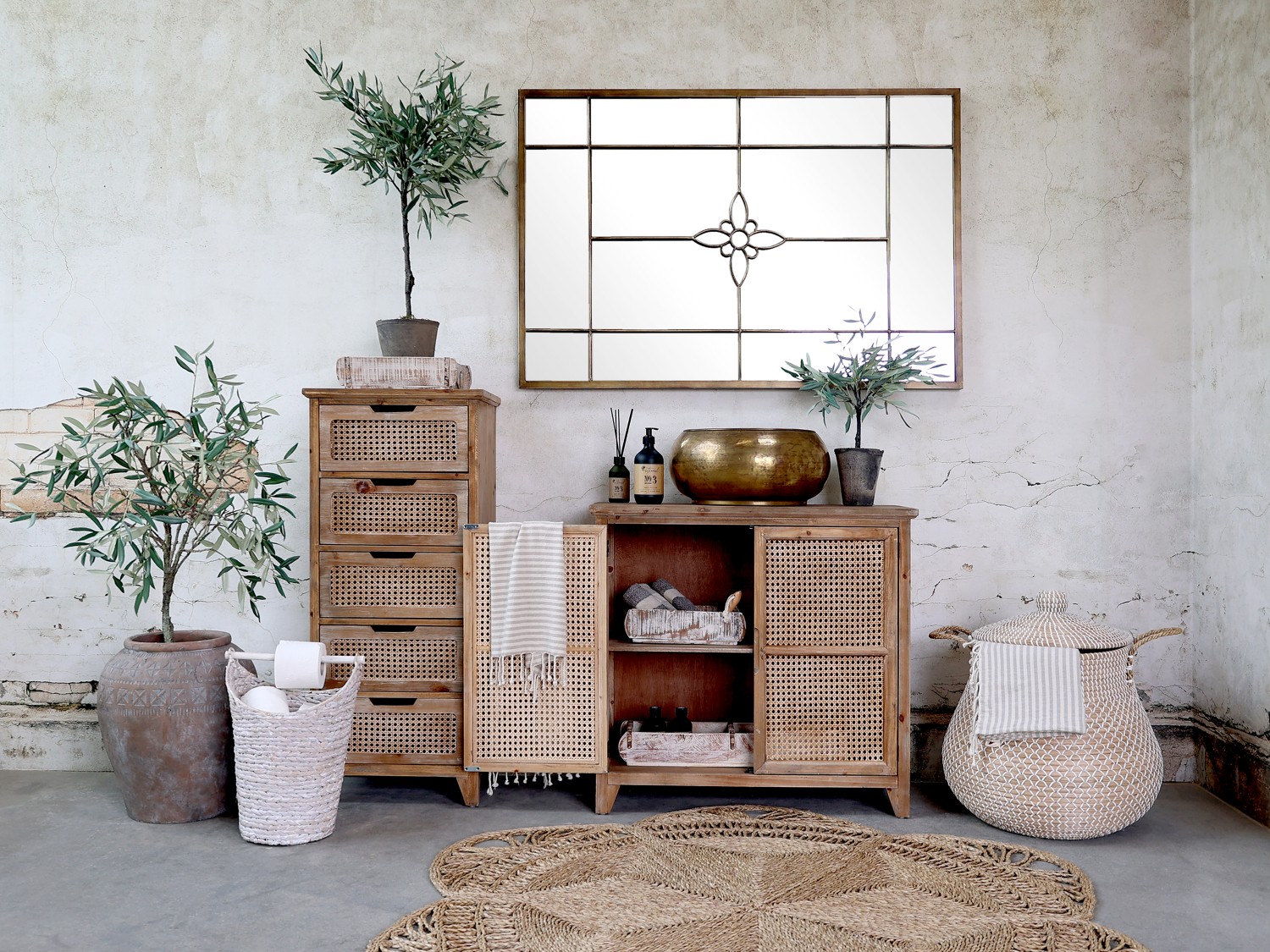Spiegel m. Blume / Metallrahmen / Chic Antique
