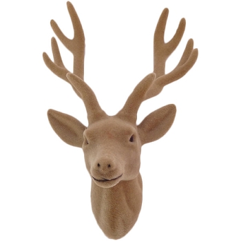 Rentierkopf SAMT Braun 30 cm – Deko Hirschkopf Wanddekoration Weihnachten