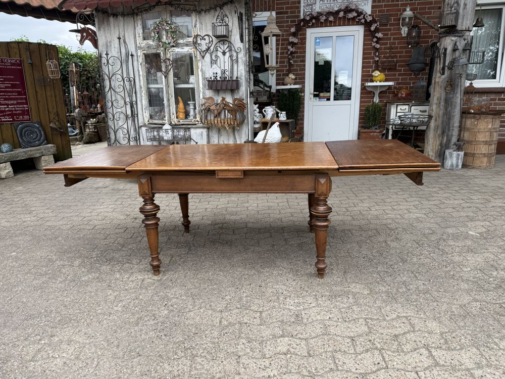 Antiker Kulissentisch um 1920 – Eiche – ausziehbar von 130 bis 350 cm – DIY