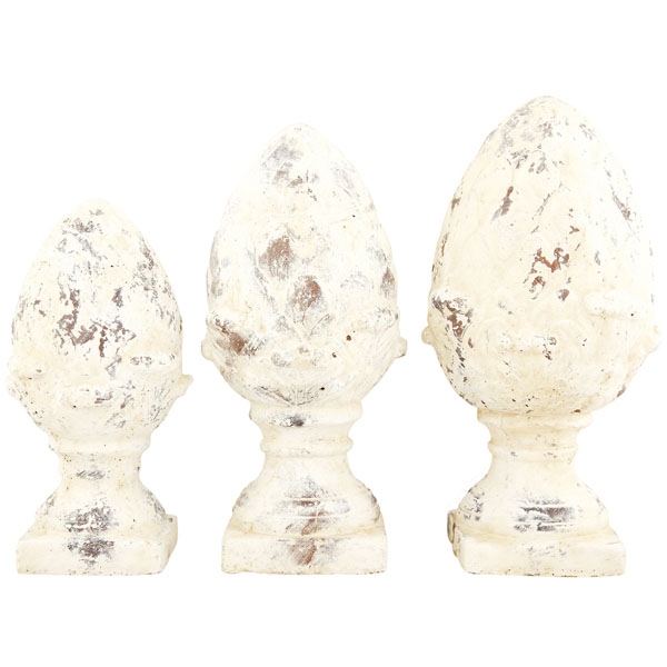 Zapfen Valo im ANTIK-LOOK /  creme/weiß, Keramik, 16,5 cm x 16,5 cm x 35,5 cm