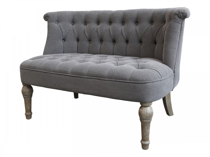 Franz. Sofa in Leinenstoff 2-Sitzer / Farbton kohle