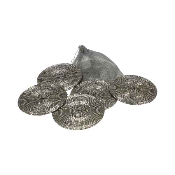 6 teiliges Set Untersetzer mit Perlen bestickt
