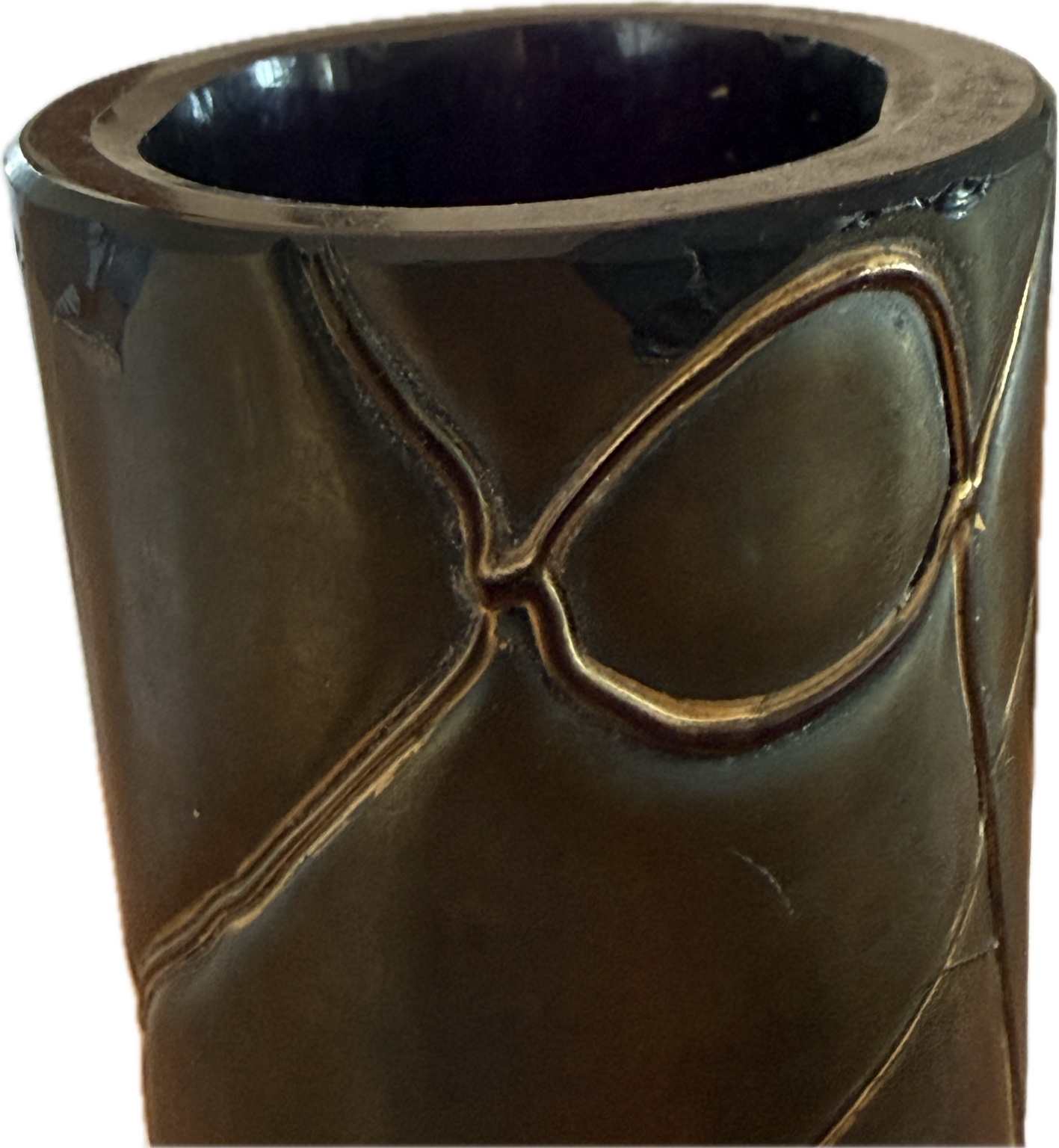 Original Pallme-König & Habel Irisglas Jugendstil Vase um 1900 – Fadendekor