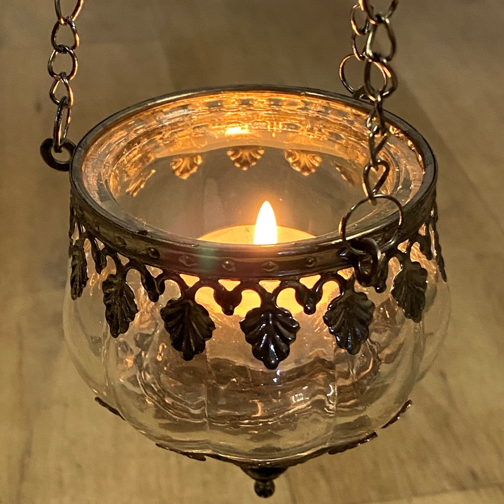 Windlicht zum hängen Glas / Metall