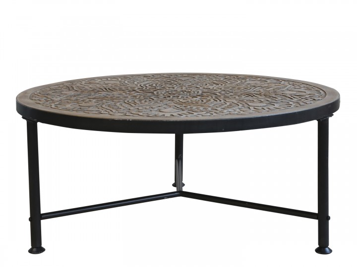 Sofatisch mit geschnitzter Tischplatte