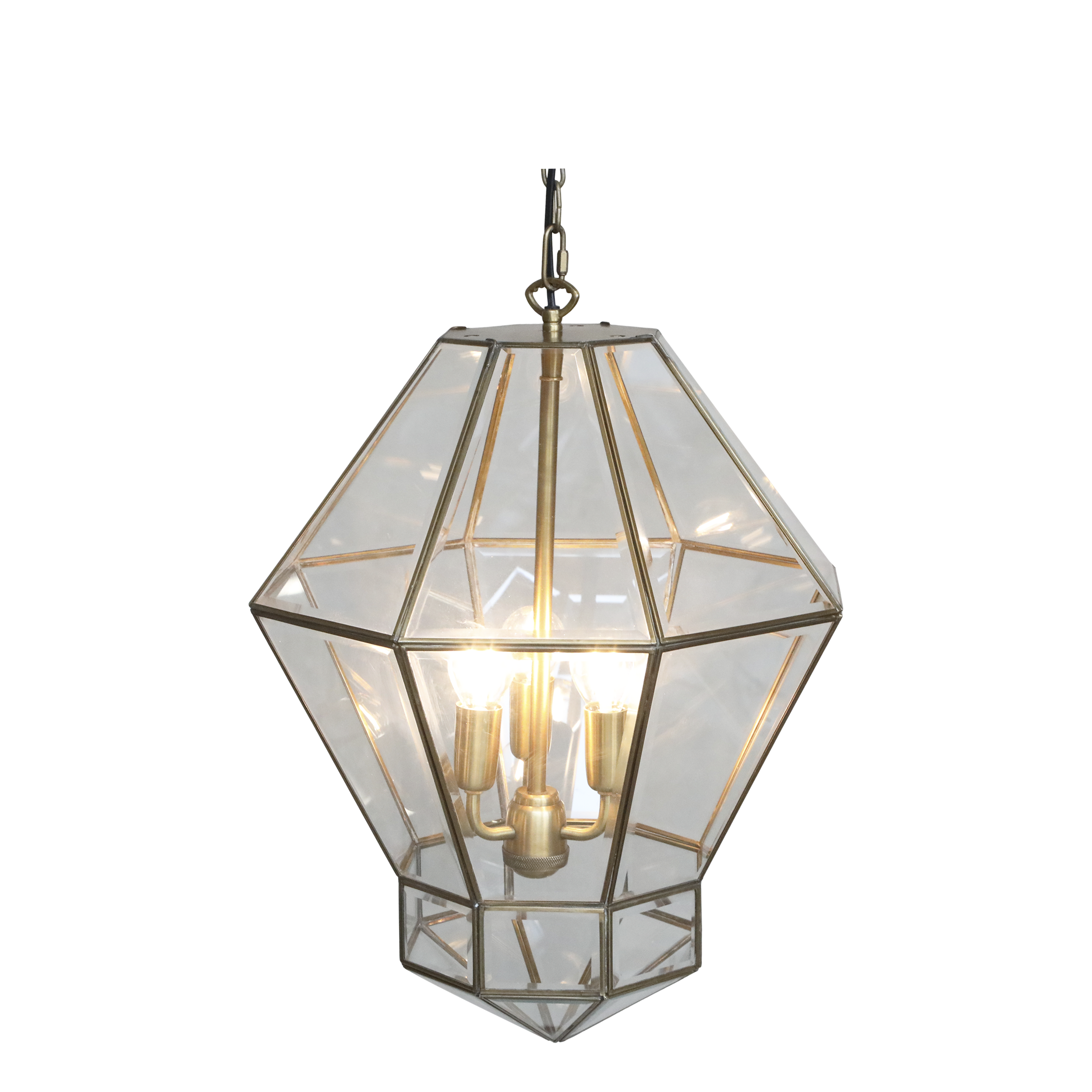 Kronleuchter / Glasdeckenleuchter / Messing / Chic Antique