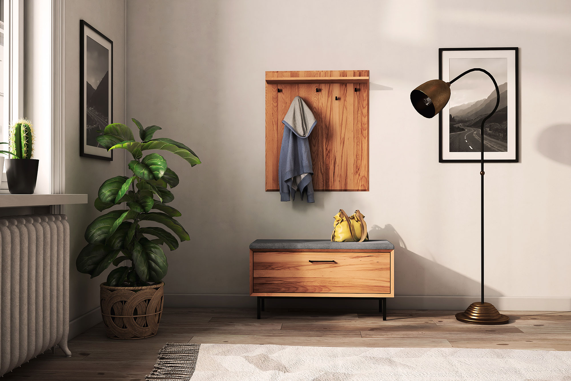 Garderobe mit 5 Haken & Ablagebrett / Abies 2760