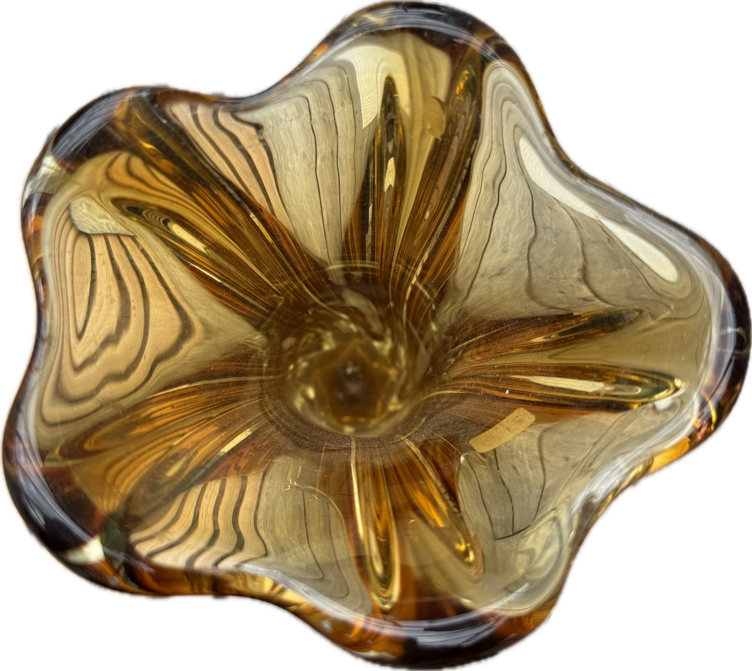 Aurum Crystal Bohemia Kristallvase „MOZART“ – Bernsteinfarbenes Bleikristall – Designvase 30 cm