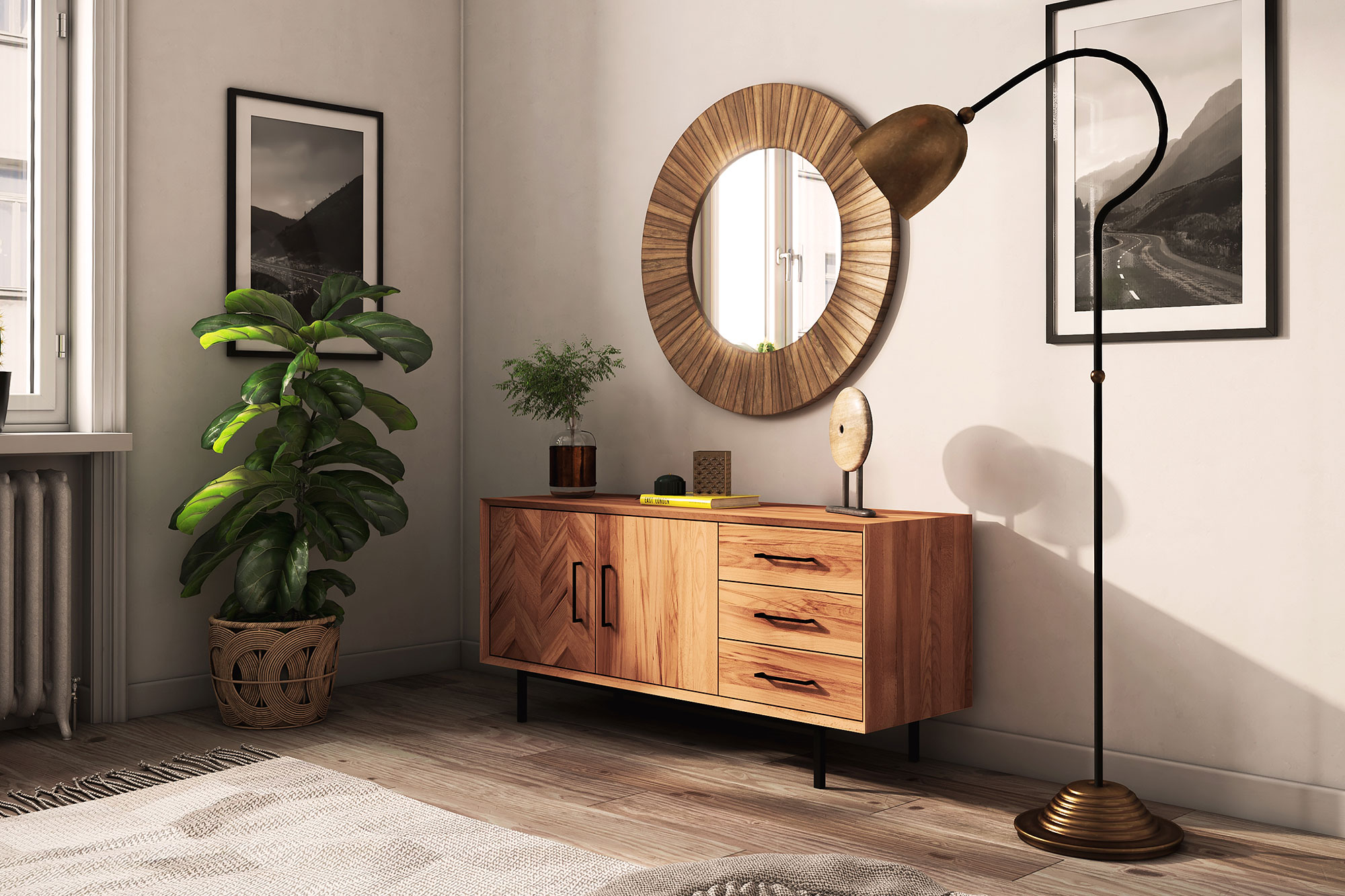 Sideboard / Anrichte / 2Türen / 3 x Schubladen Abies 2728