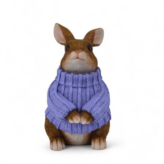 Dekofigur „Hase mit Strickpullover Lila“ – erhältlich in 3 Größen