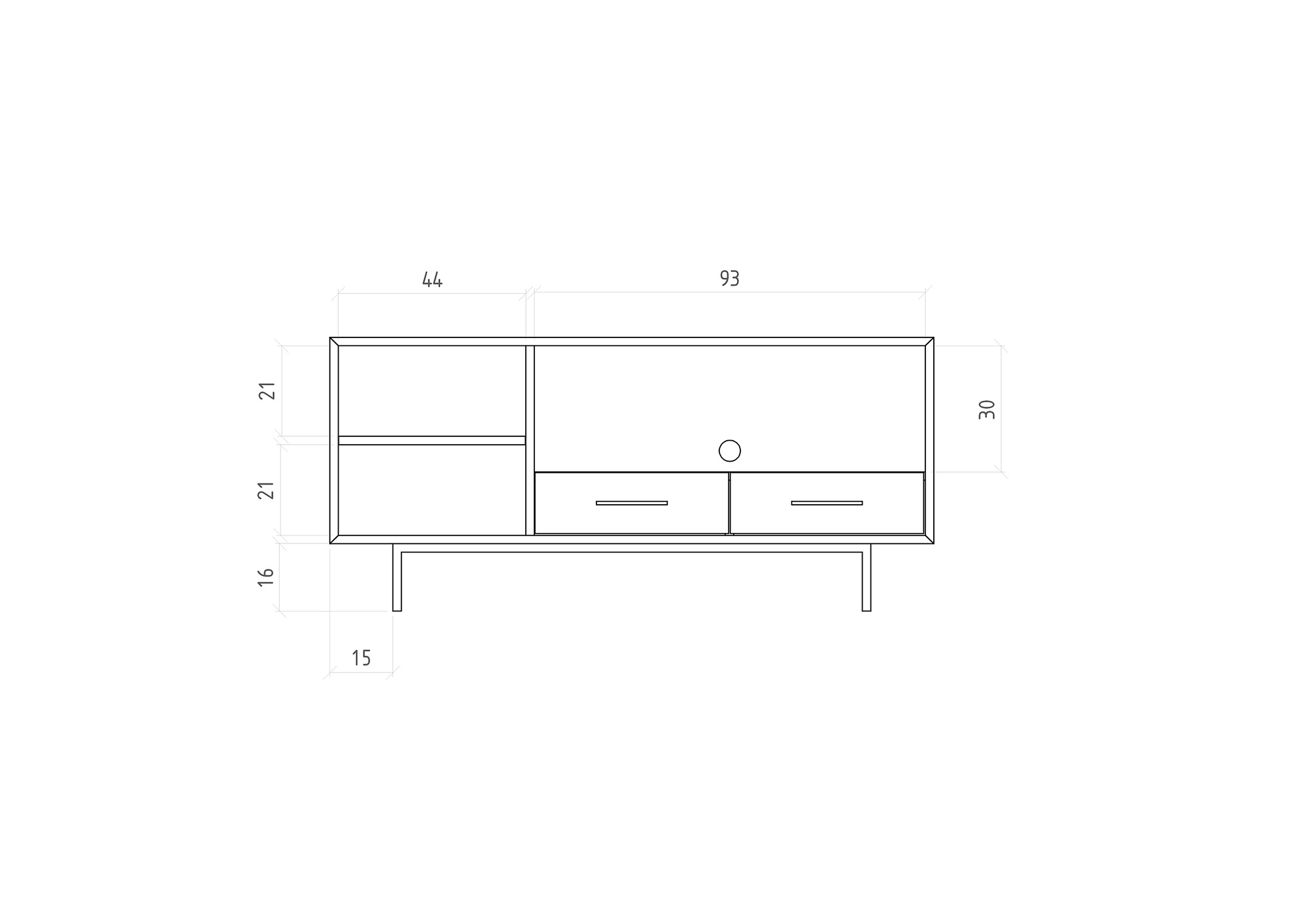 Sideboard 1 Tür & 2 Schubladen / Abies 2724