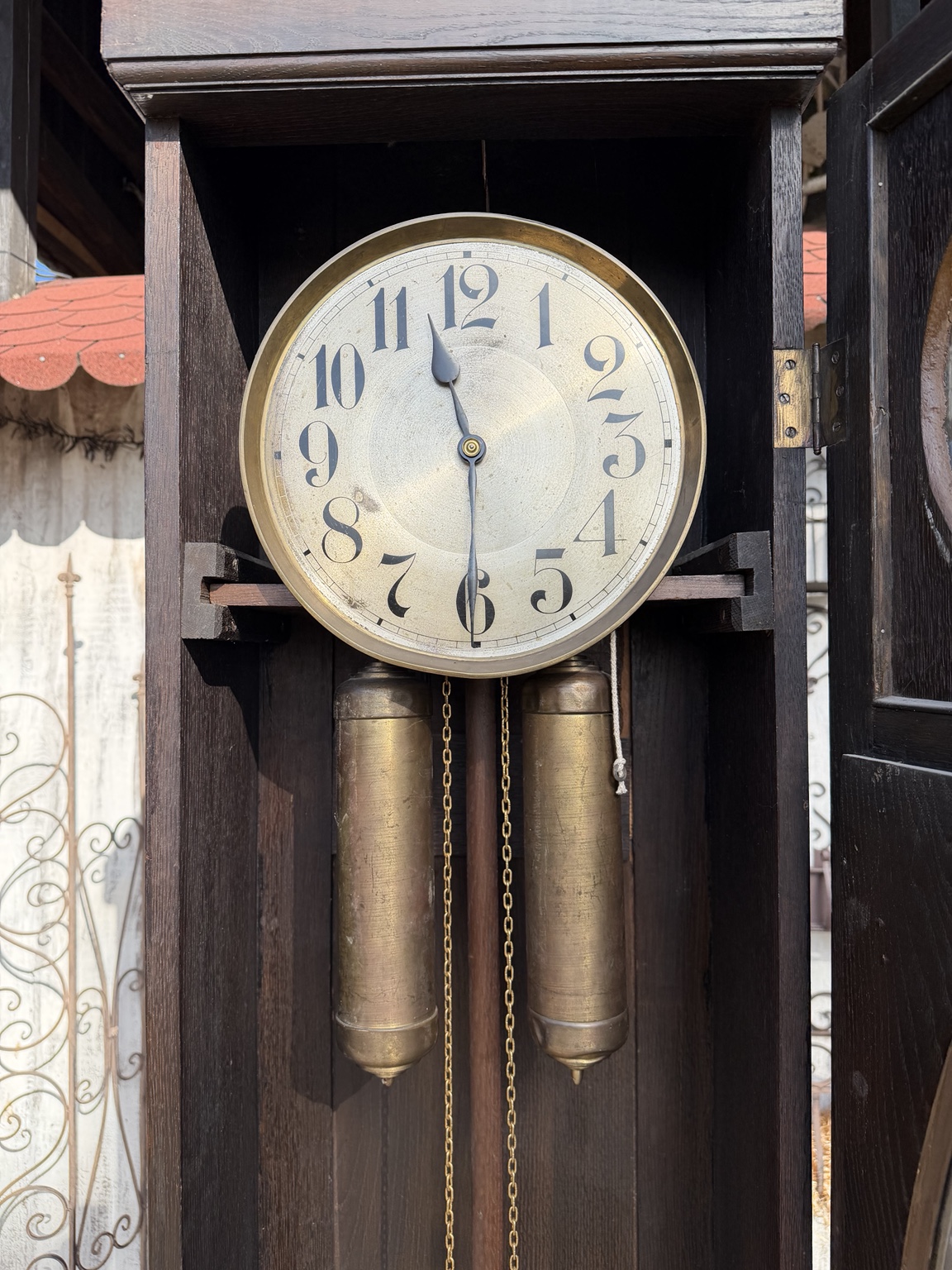 Antike Standuhr um 1920 – Eiche mit Pendel & Gewichten | unrestauriert