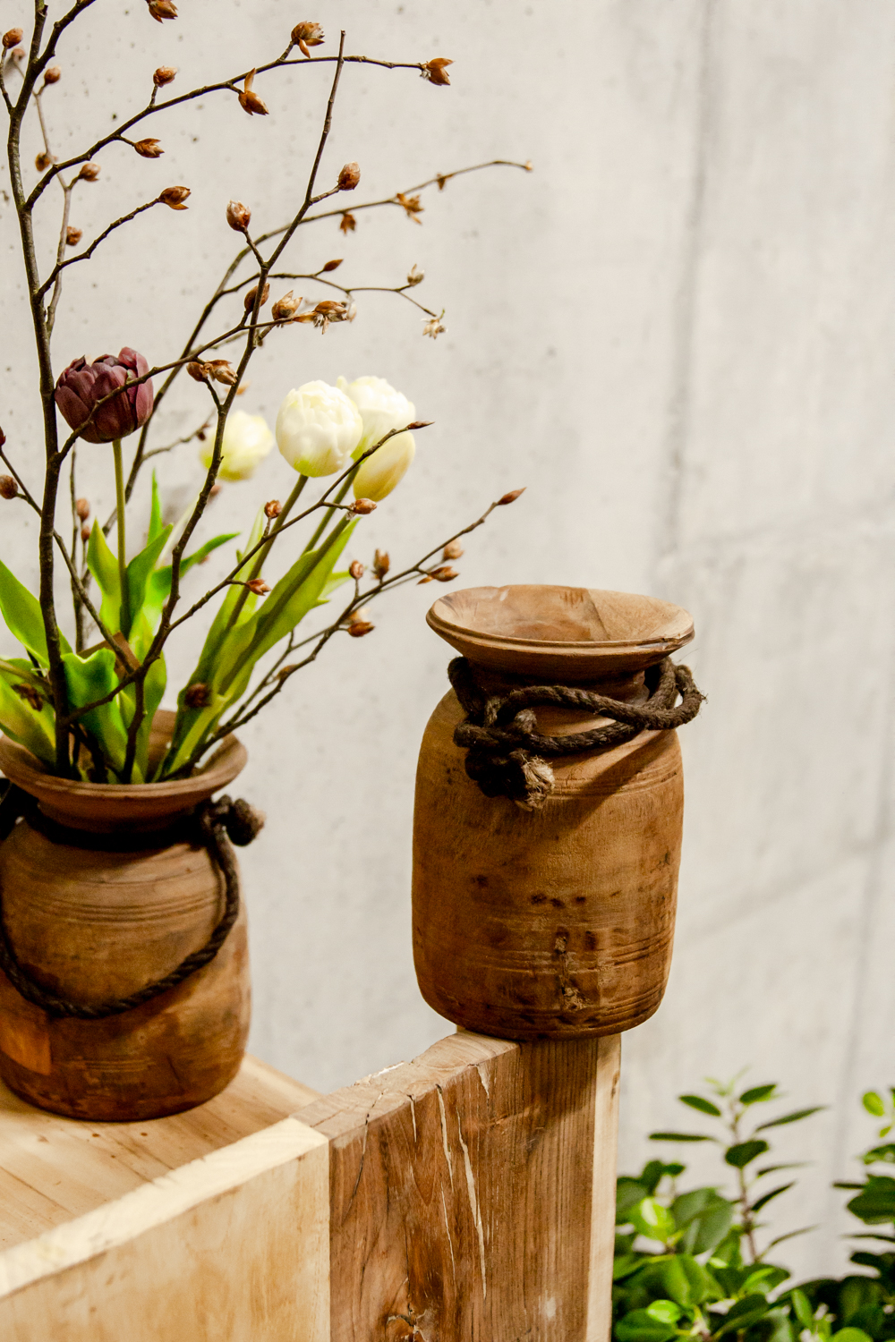 Holzvase "LARGIO" aus altem Teakholz