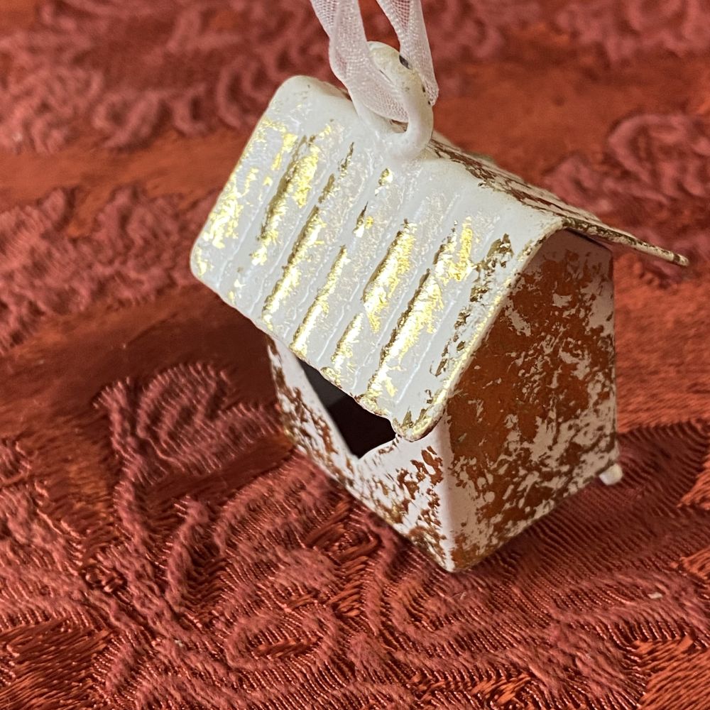 Häuschen / Klocke aus Metall / Weihnachtsbaumschmuck / Handarbeit