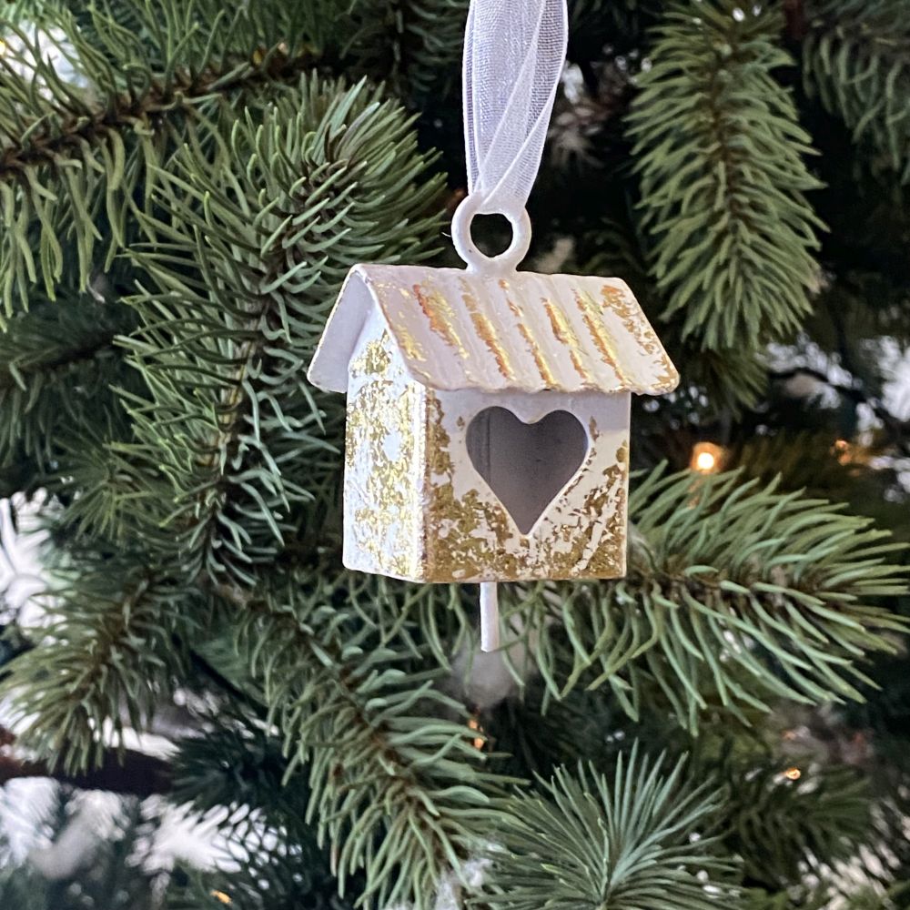 Häuschen / Klocke aus Metall / Weihnachtsbaumschmuck / Handarbeit
