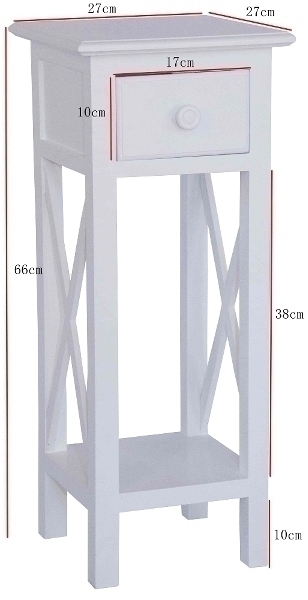 Beistelltisch Meridian, mit 1 Schublade , weiß antik