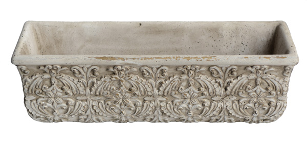 „Antique Blossom – Zement-Übertopf mit floralem Muster“