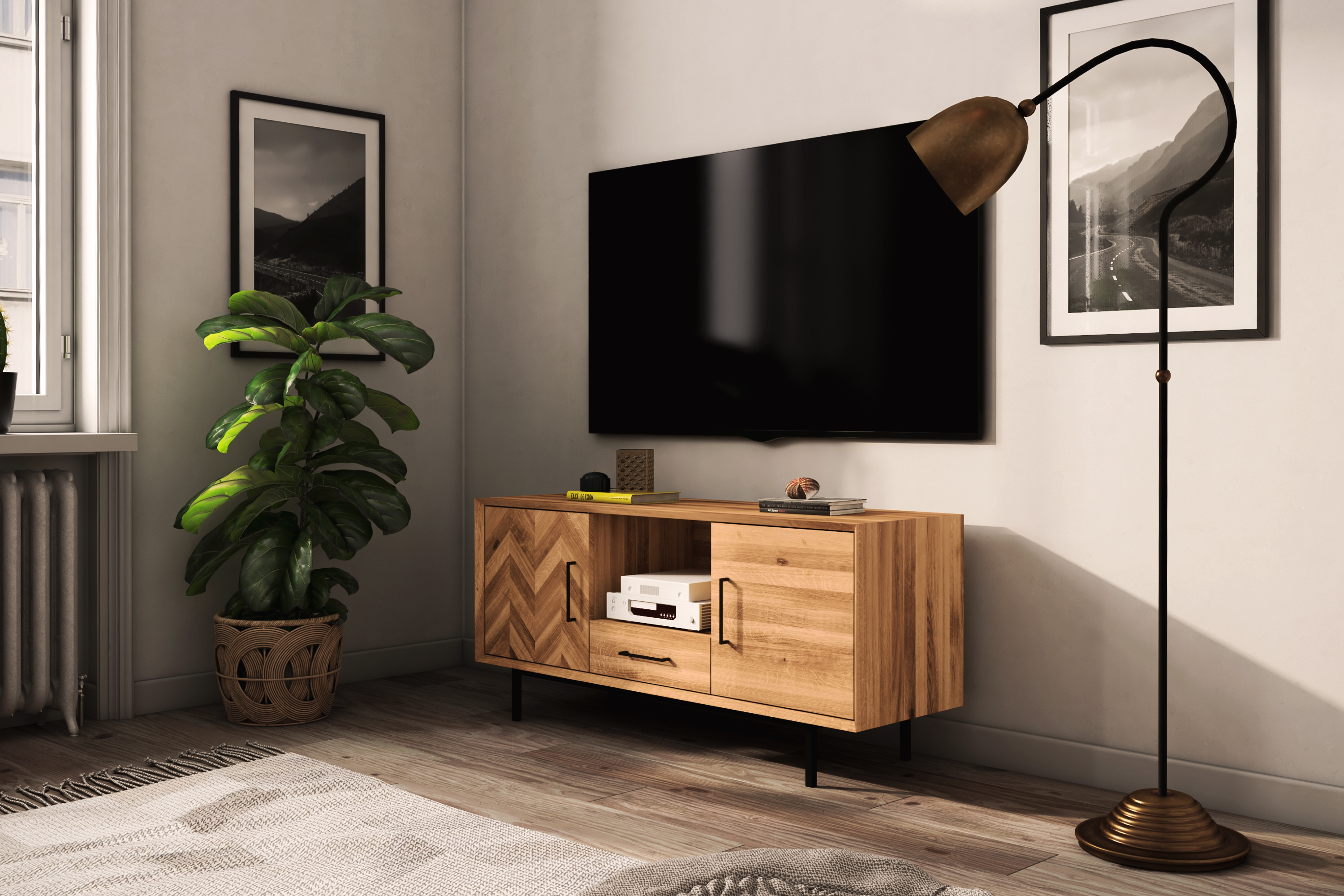 Sideboard mit 2 Türen & Freifach & Schublade / Abies 2725