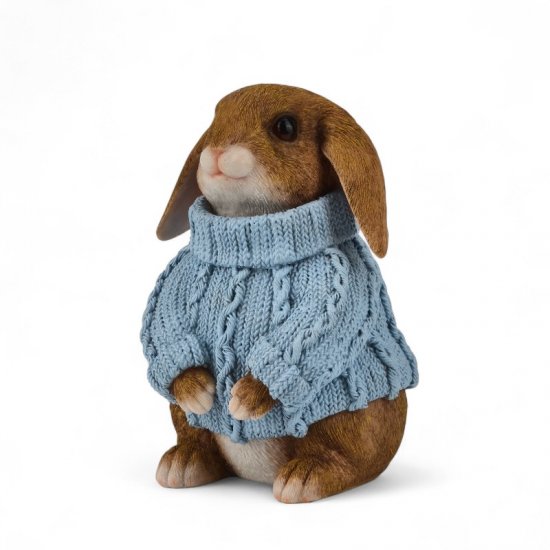 Dekofigur „Hase mit Strickpullover Blau“ – erhältlich in mehreren Größen