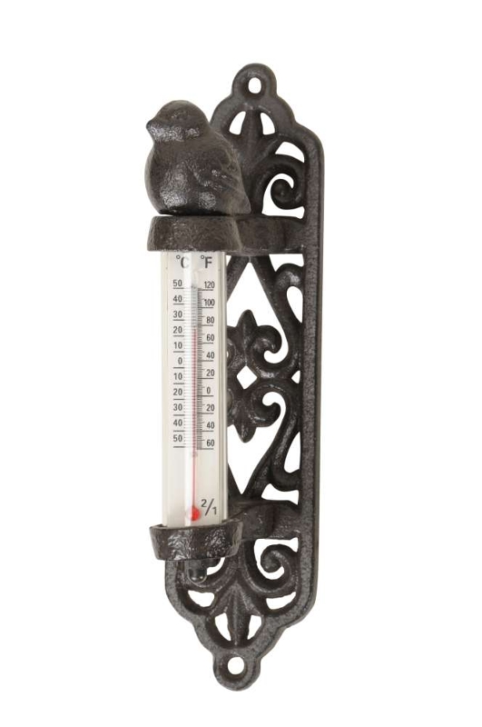 Thermometer „Happy Place“ – Vintage Metall Außenthermometer 8 x 28 cm