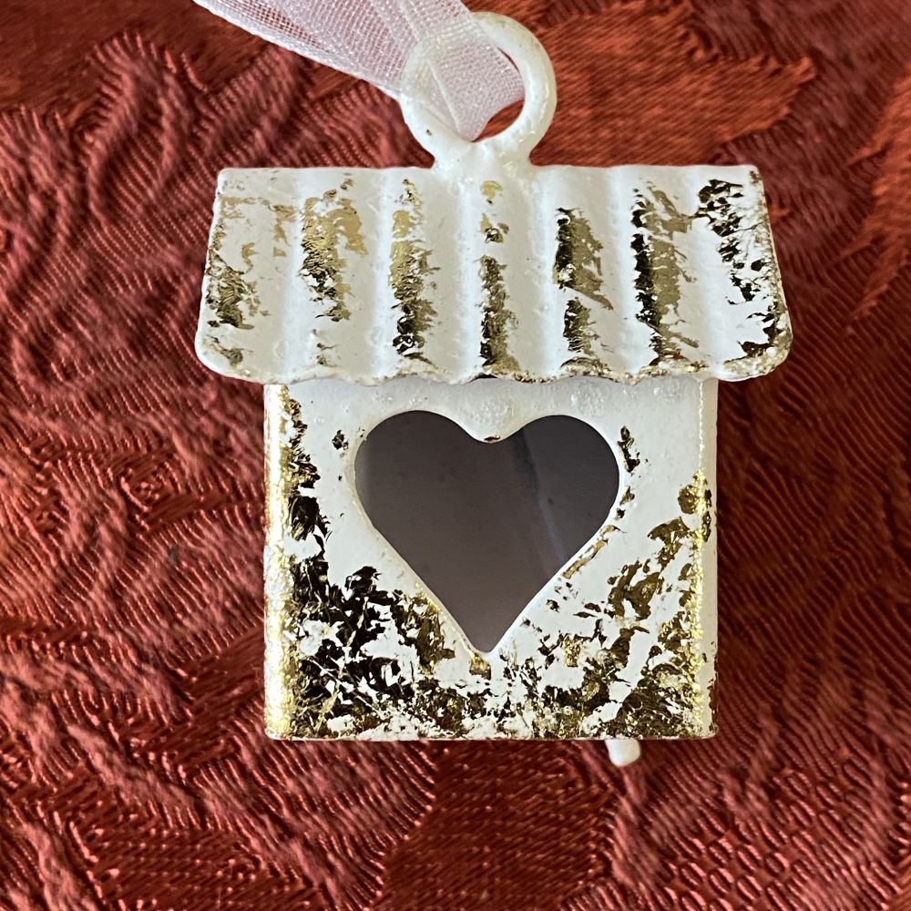 Häuschen / Klocke aus Metall / Weihnachtsbaumschmuck / Handarbeit