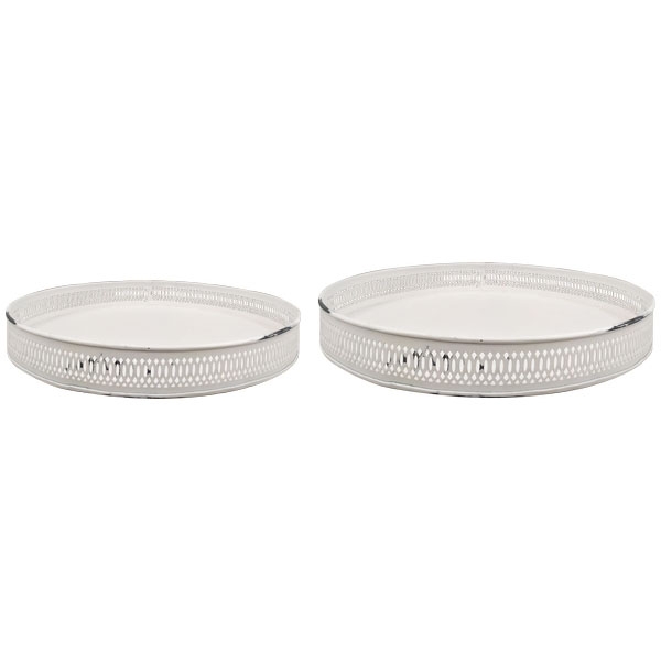 Tablett Set/2 im Vintagelook, weiß, Metall, 26x26x4 cm, 31x31x4 cm