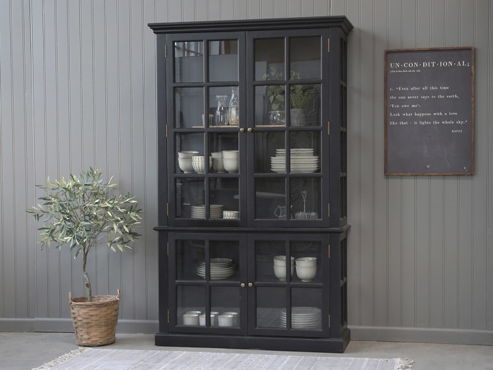 Vitrinenschrank 4 Türen / schwarz