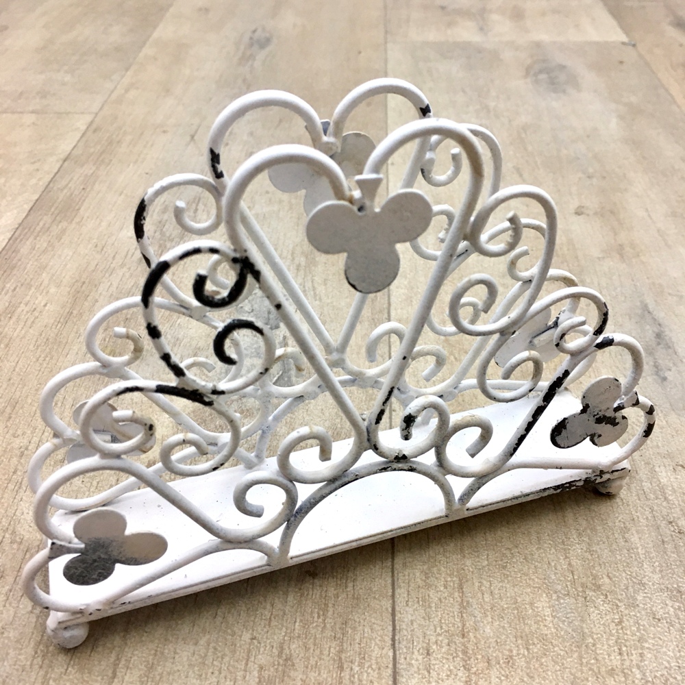 Serviettenhalter aus Metall / Shabbyweiss