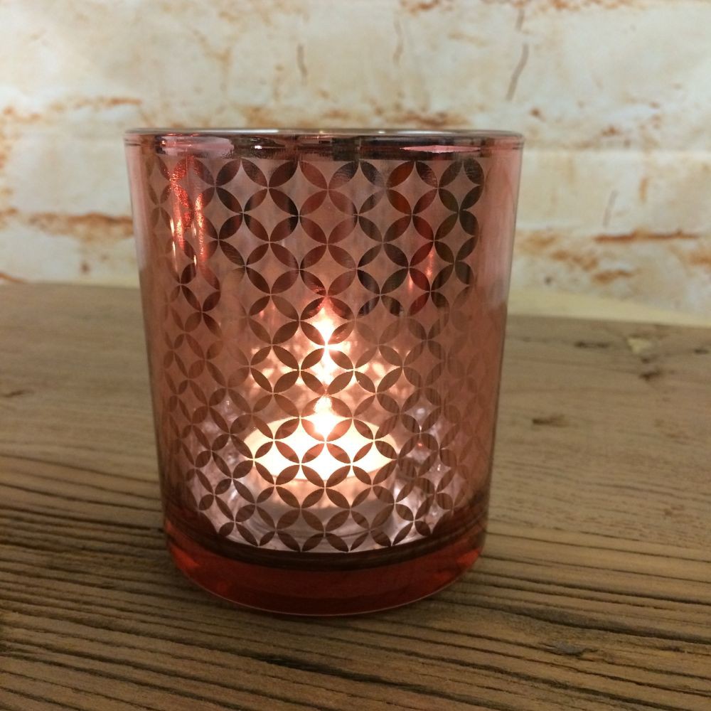 Teelicht in Kupfer Muster 2