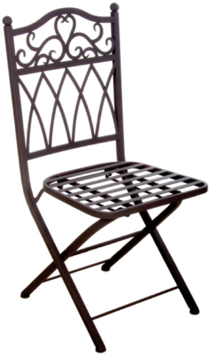 Klappbarer Gartenstuhl aus Metall – Dunkelbraun mit Zierornament