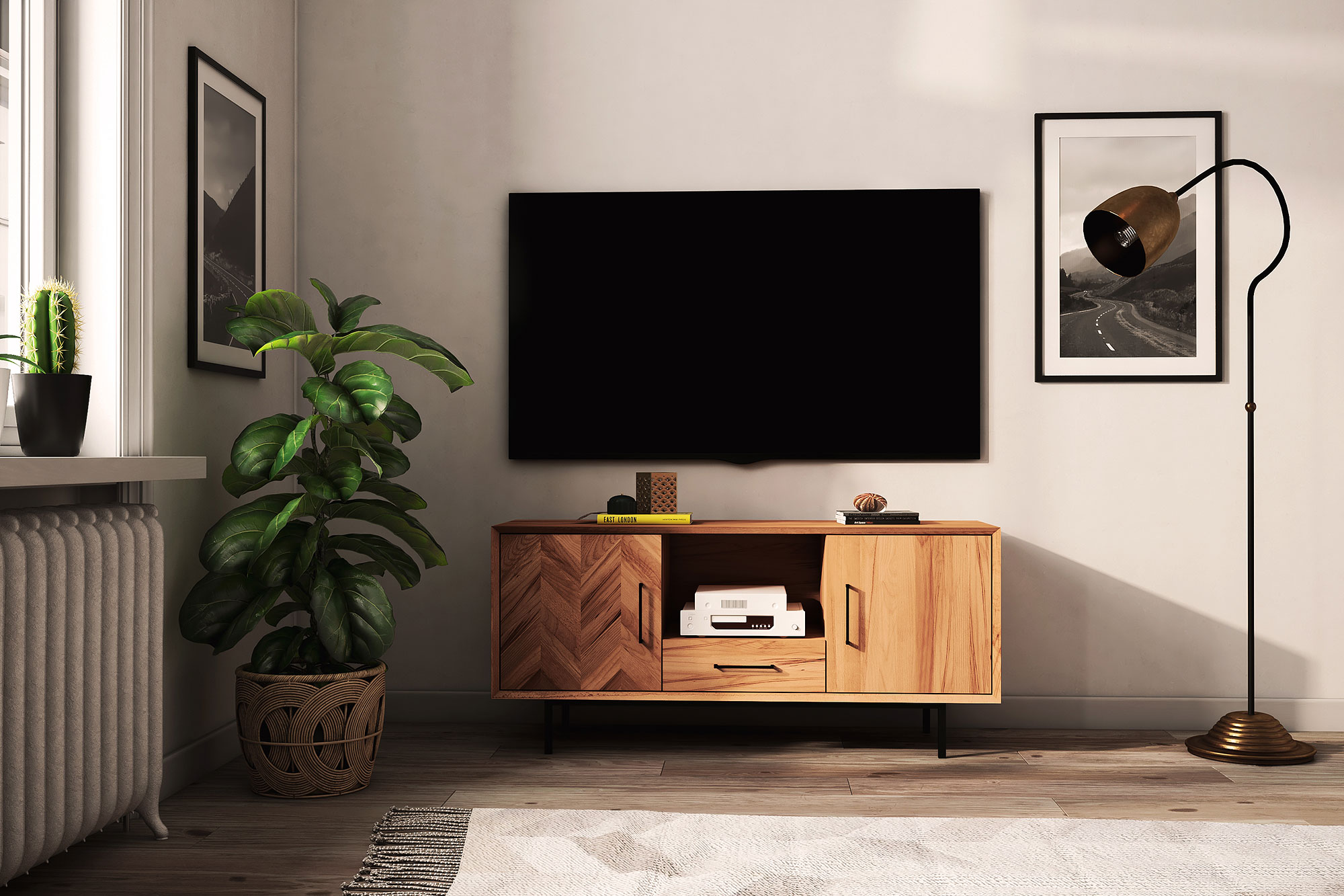 Sideboard mit 2 Türen & Freifach & Schublade / Abies 2725