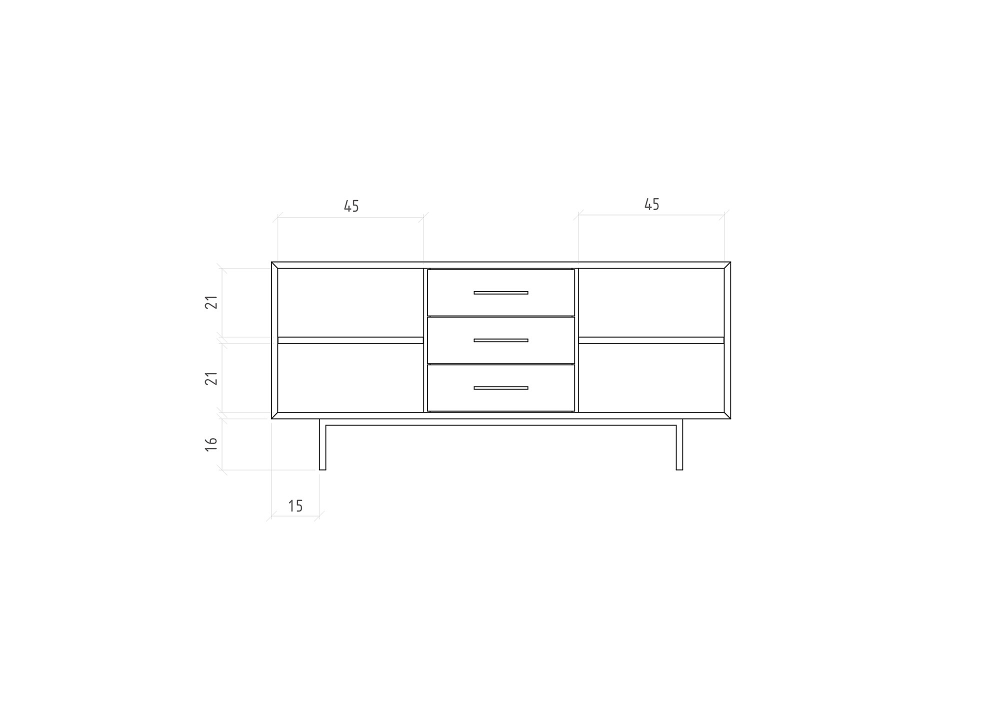 Sideboard mit 2 Türen & 3 Schubladen / Abies 2729