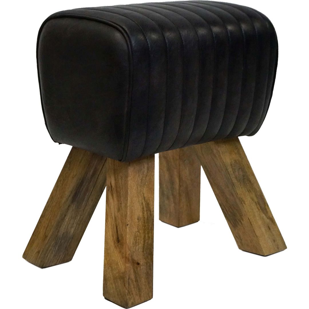 Jumper kleiner Lederbock - Schwarz / Lederhocker in Sportbock-OPTIK 