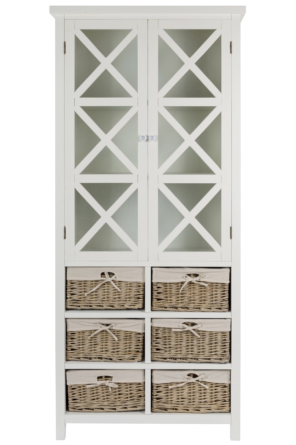 Vitrine Marina, mit Rattan Körben