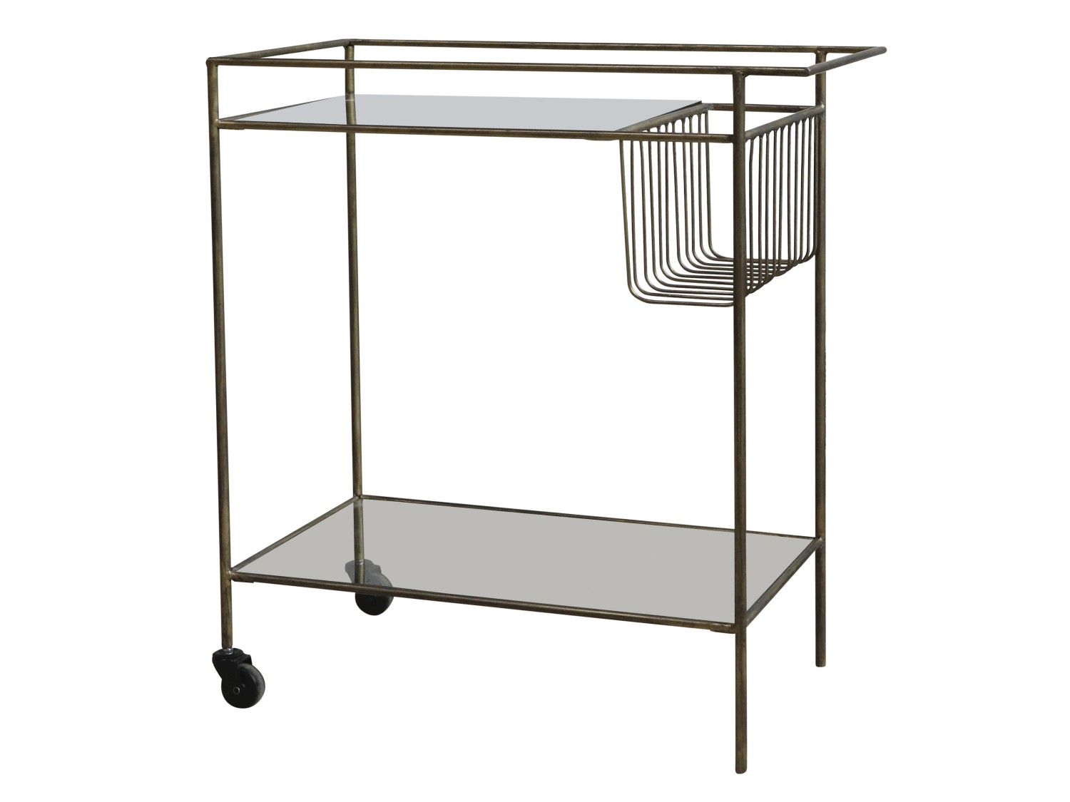 Servierwagen m. Glasregale und 2 Räder von Chic Antique