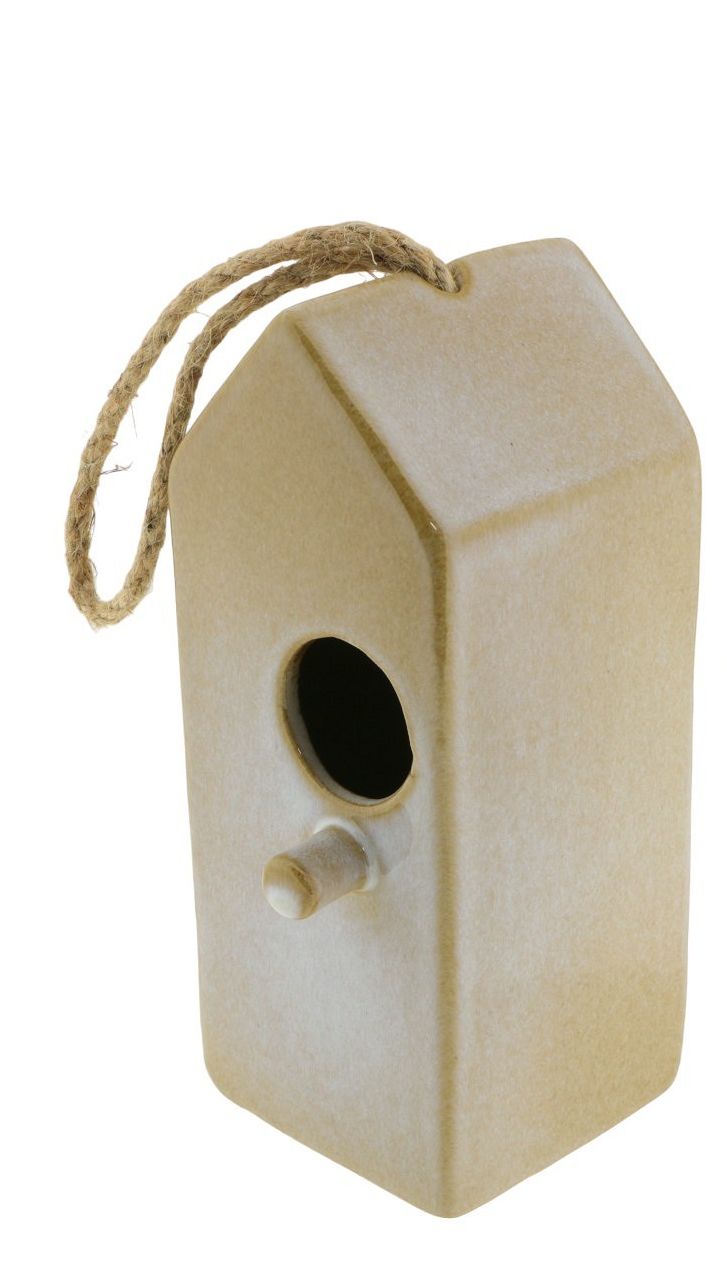 Vogelhäuschen aus Keramik / beige-natur
