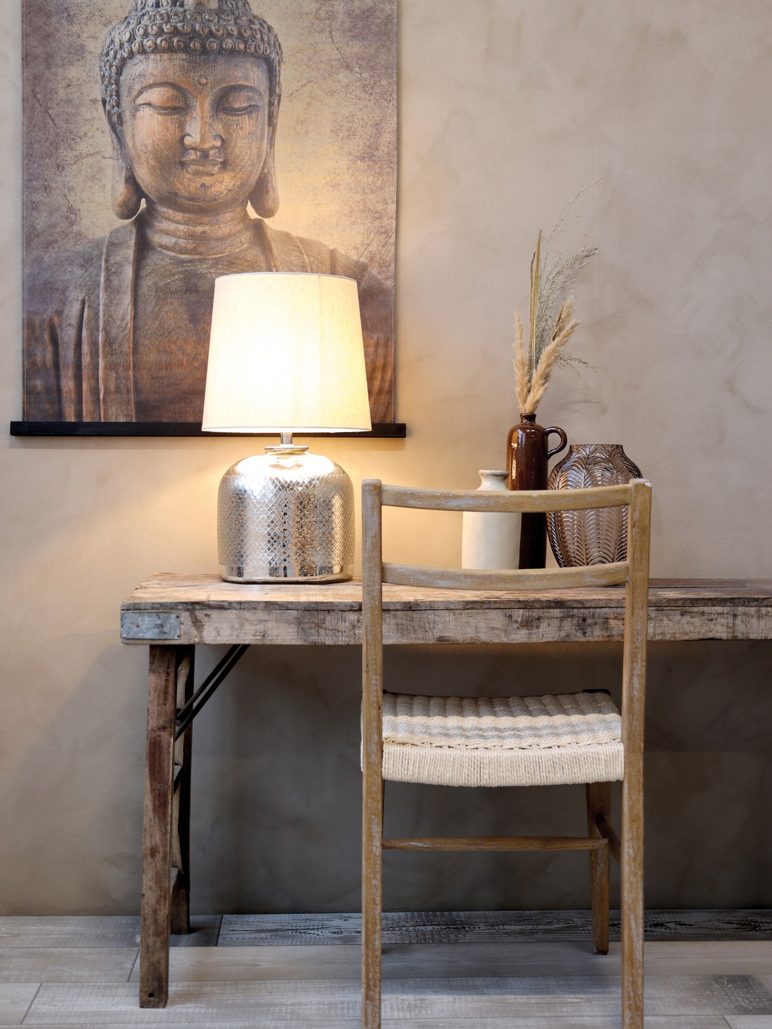 Lampe Bauernsilber geschliffen / Chic Antique 