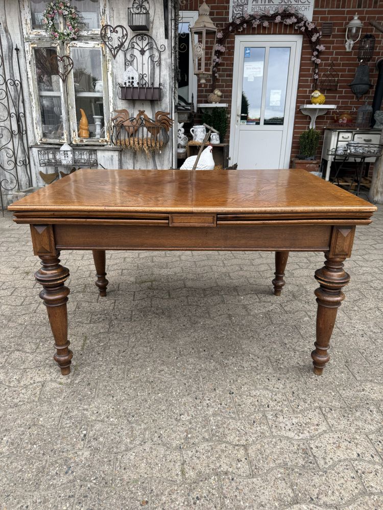 Antiker Kulissentisch um 1920 – Eiche – ausziehbar von 130 bis 350 cm – DIY