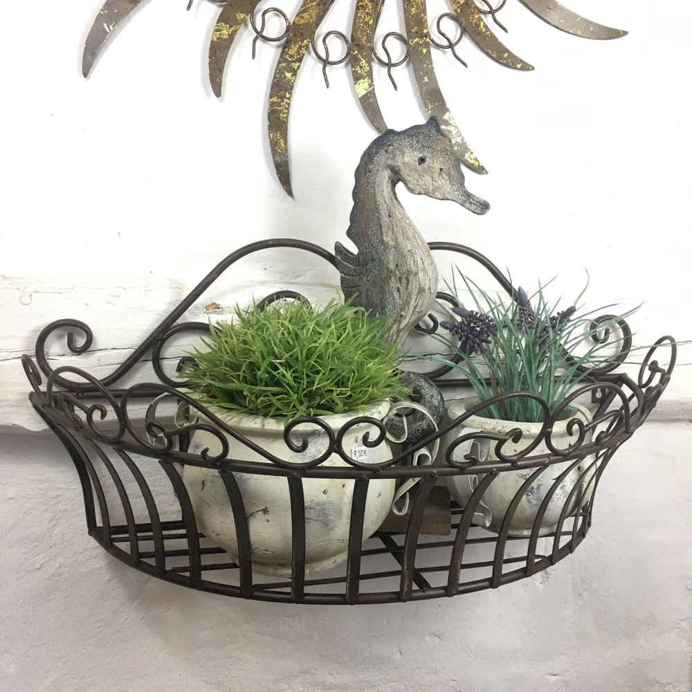 Wandkorb „MELINDA“ – großer Metall-Wandkorb für Balkon, Terrasse & Garten