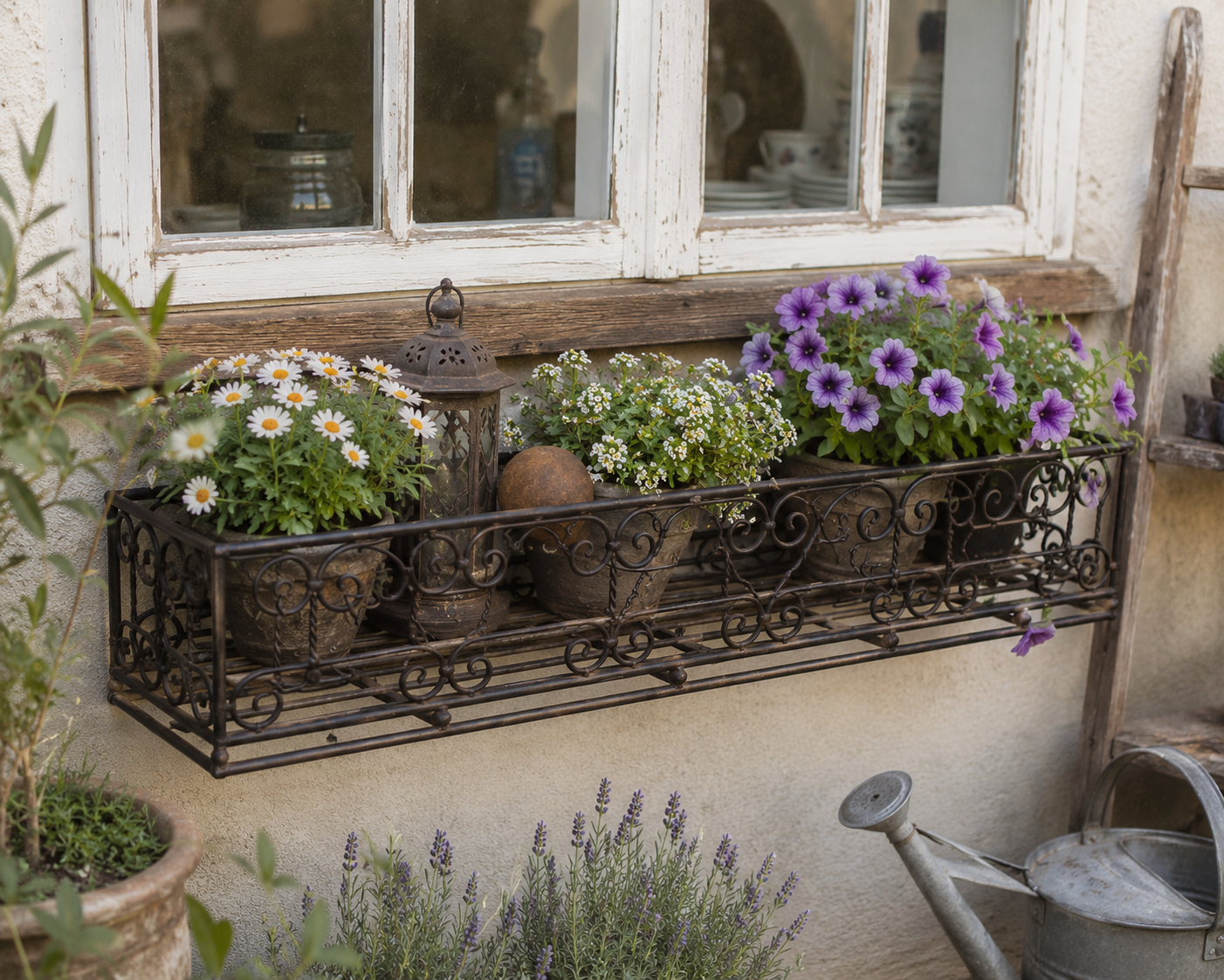 MAZA – Großer Wandkorb aus Metall | Dekorativer Wand-Blumenkasten für Haus & Garten