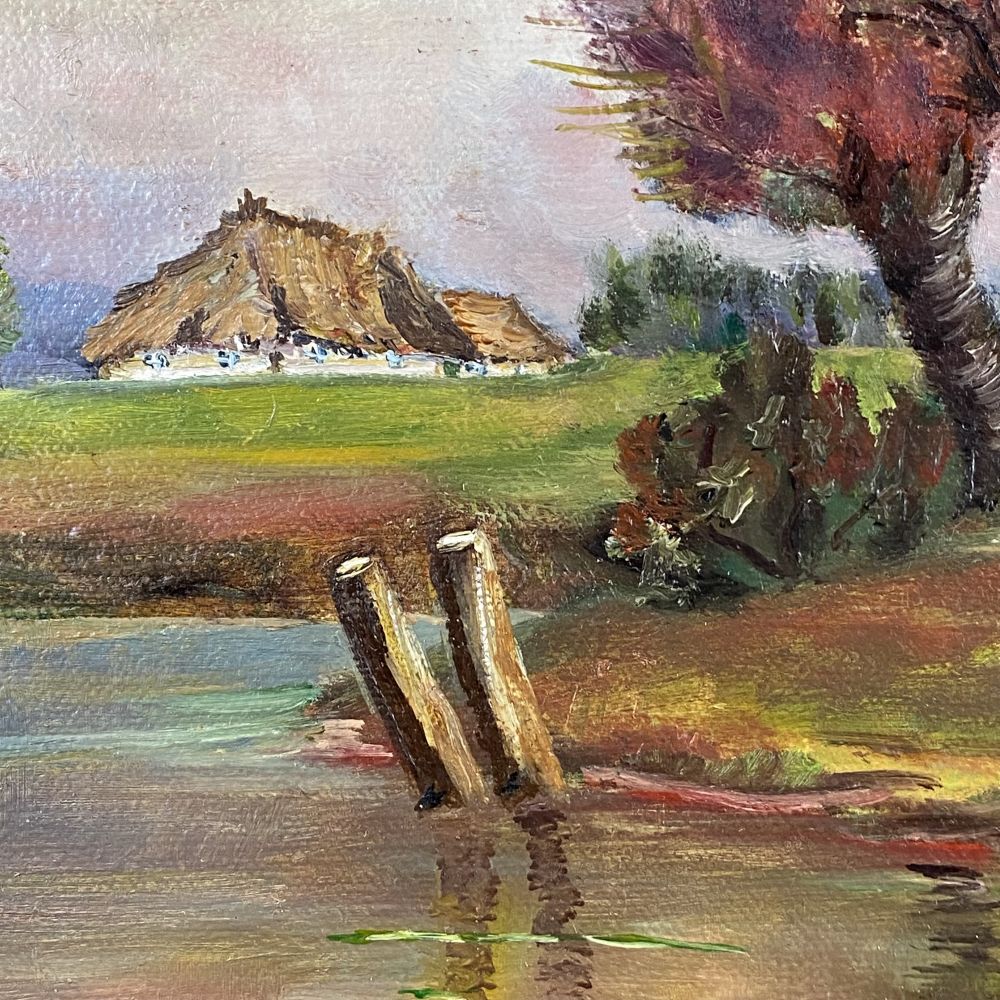 Öl-Bild See mit Bauernhaus / Anna Przyckotzky